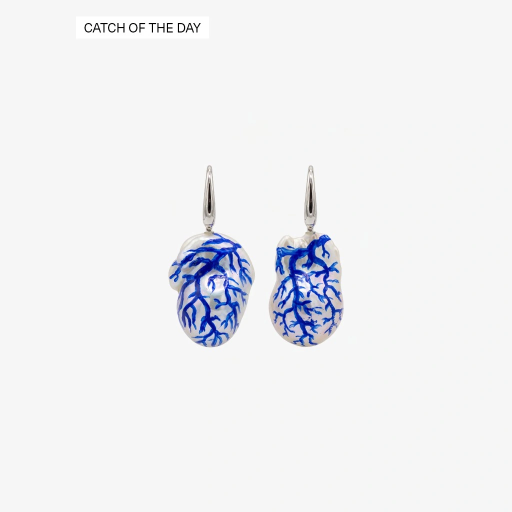 Catch of the Day Hand-Painted Baroque Pearl Earrings